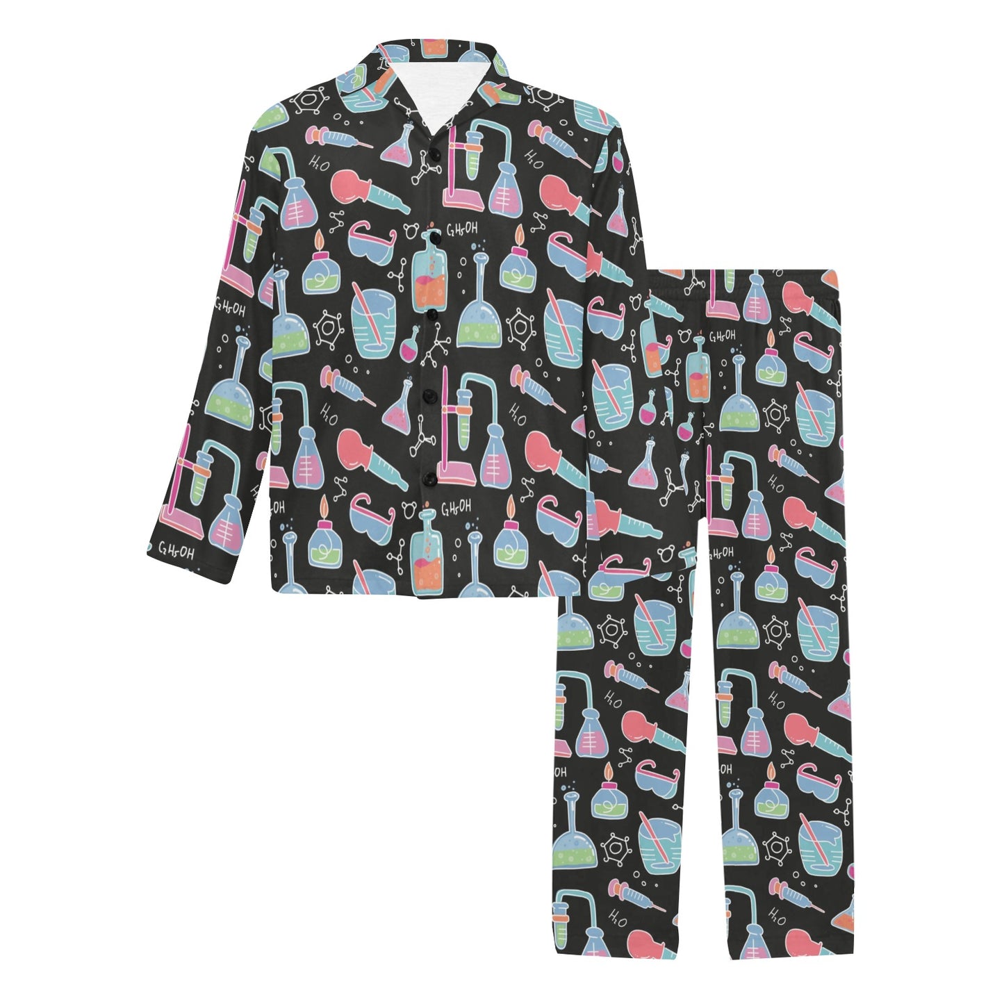 Chemical Pattern Print Design 06 Men's Long Pajama Set