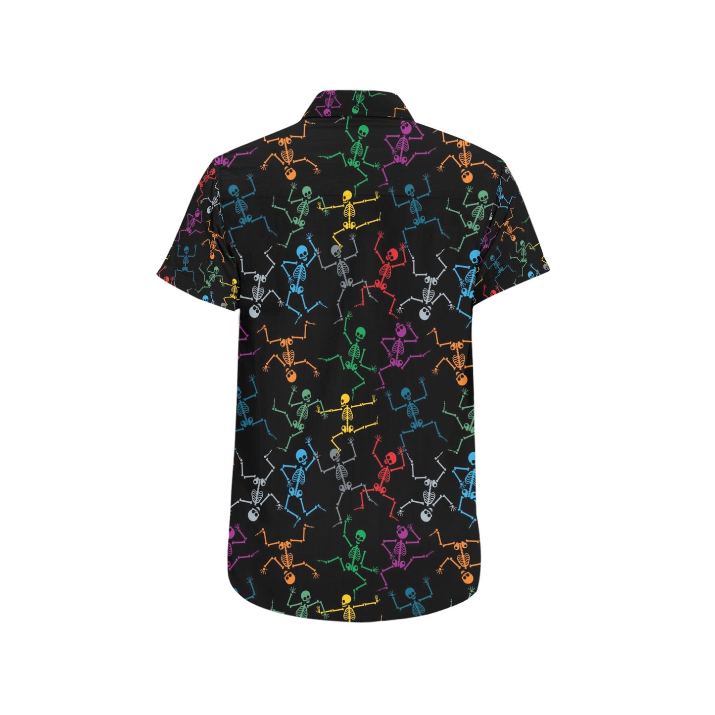 Skeleton Colorful Print Design LKS302 Men Short Sleeve Button Up Shirt