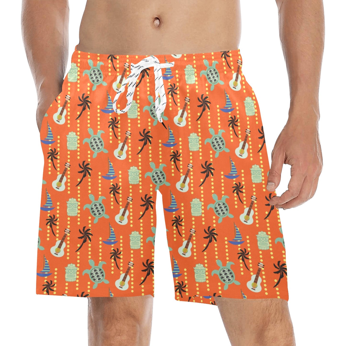 Ukulele Print Design LKS402 Men's Swim Trunks Beach Shorts