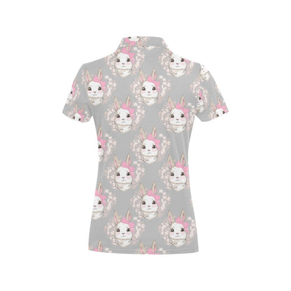 Rabbit Pattern Print Design RB07 Women's Polo Shirt