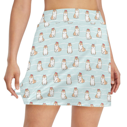 Shiba Inu Print Design LKS3011 17" Golf & Pickleball Skort with Pockets