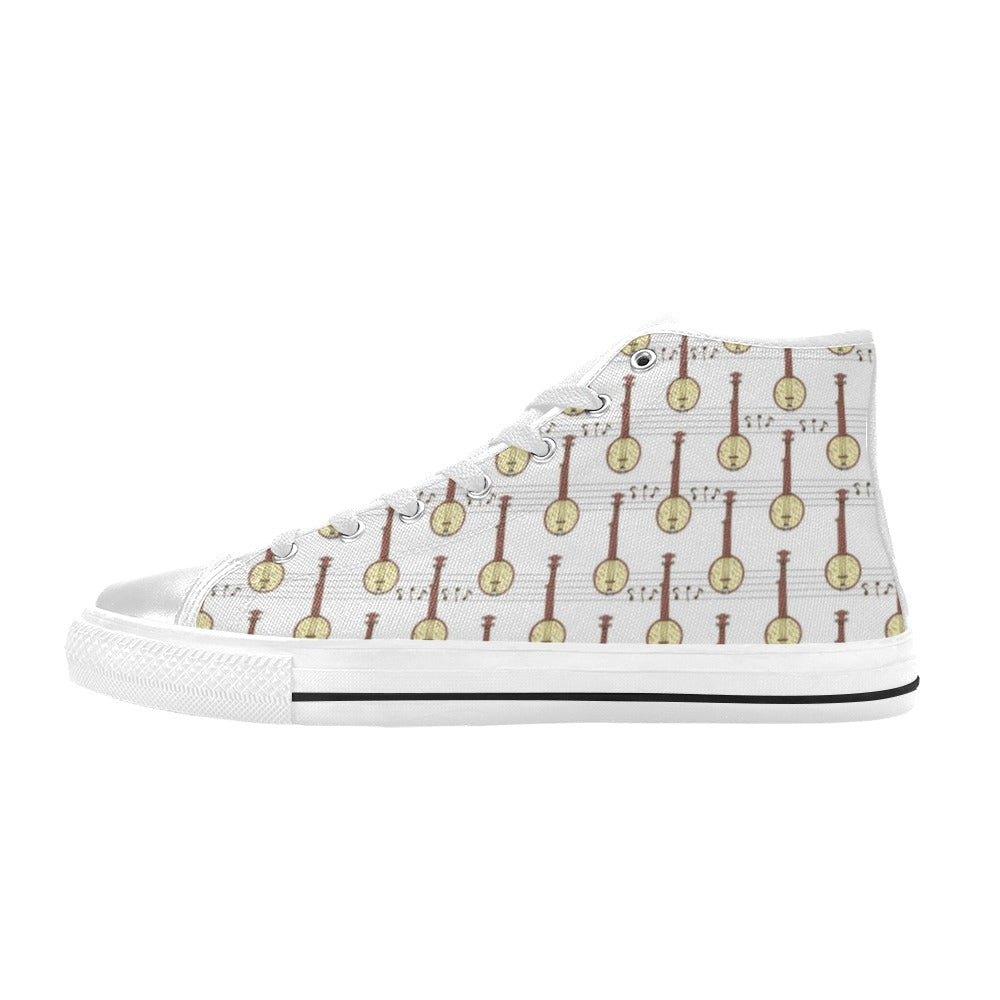 Banjo Print Design LKS402 Men's High Top Canvas Shoes