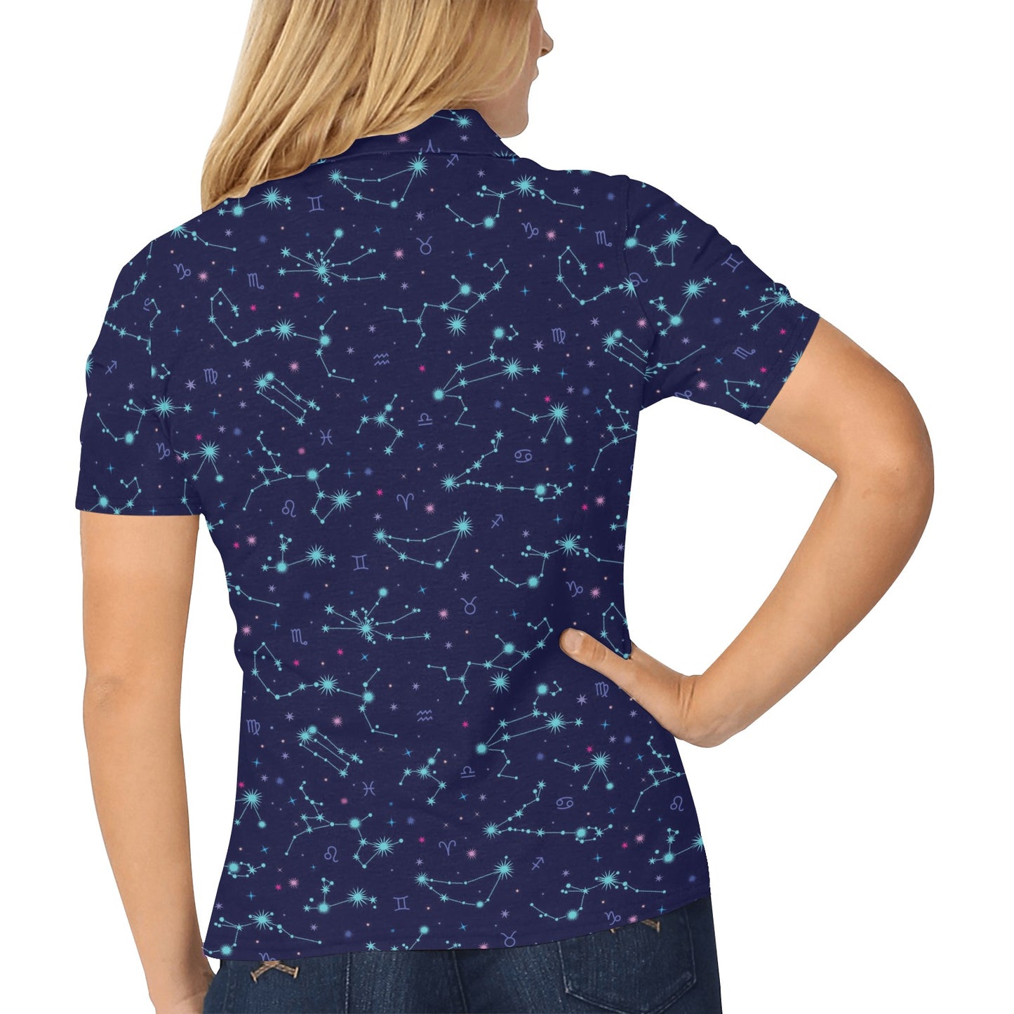 Constellation Pattern Print Design 01 Women's Polo Shirt