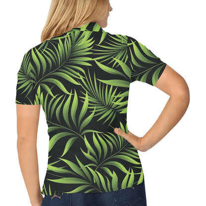 Palm Leaves Pattern Print Design PL07 Women's Polo Shirt