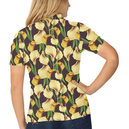 Lily Pattern Print Design LY013 Women's Polo Shirt