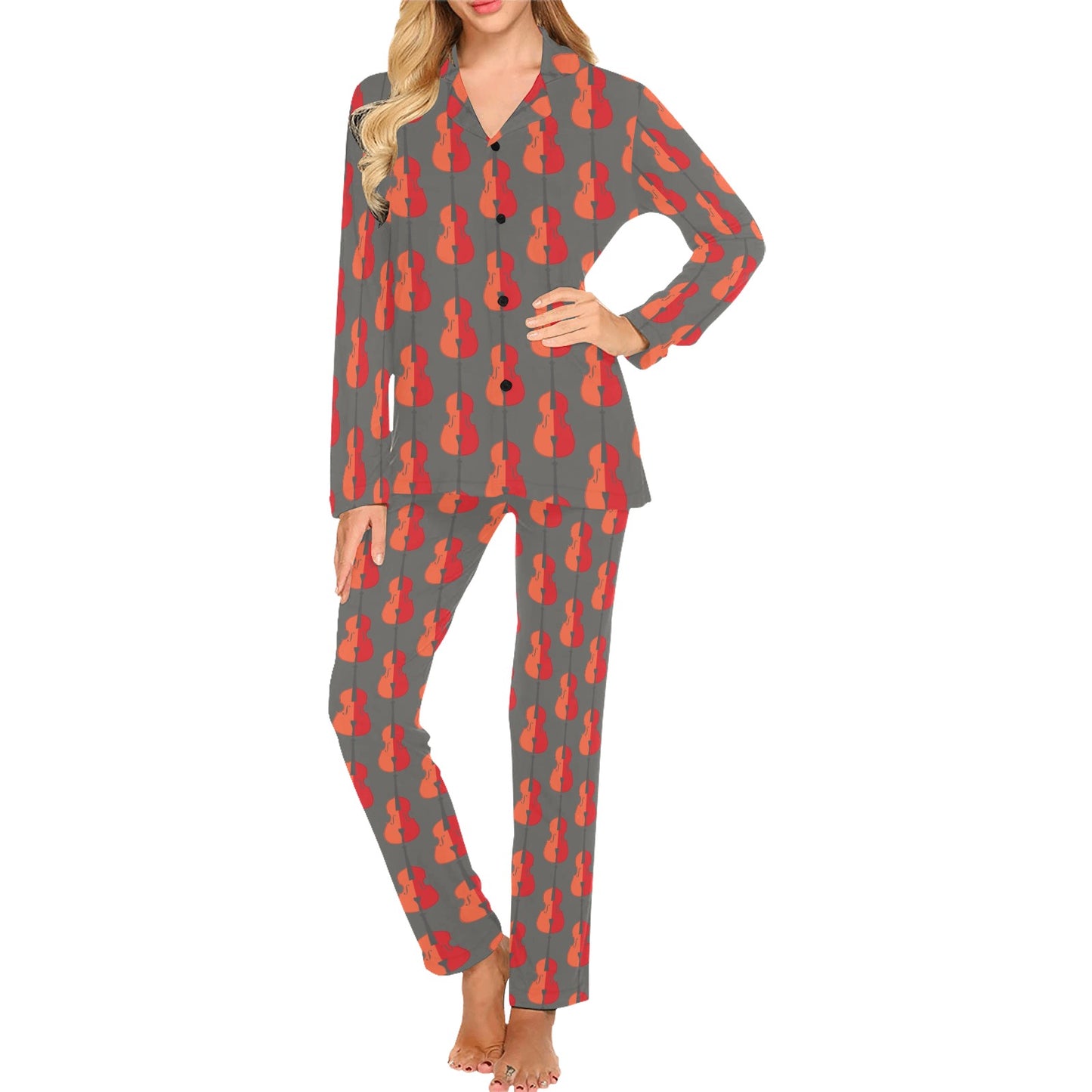 Cello Print Design LKS401 Women's Long Pajama Set