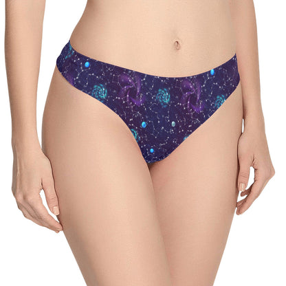 Zodiac Galaxy Design Print Women's Thongs
