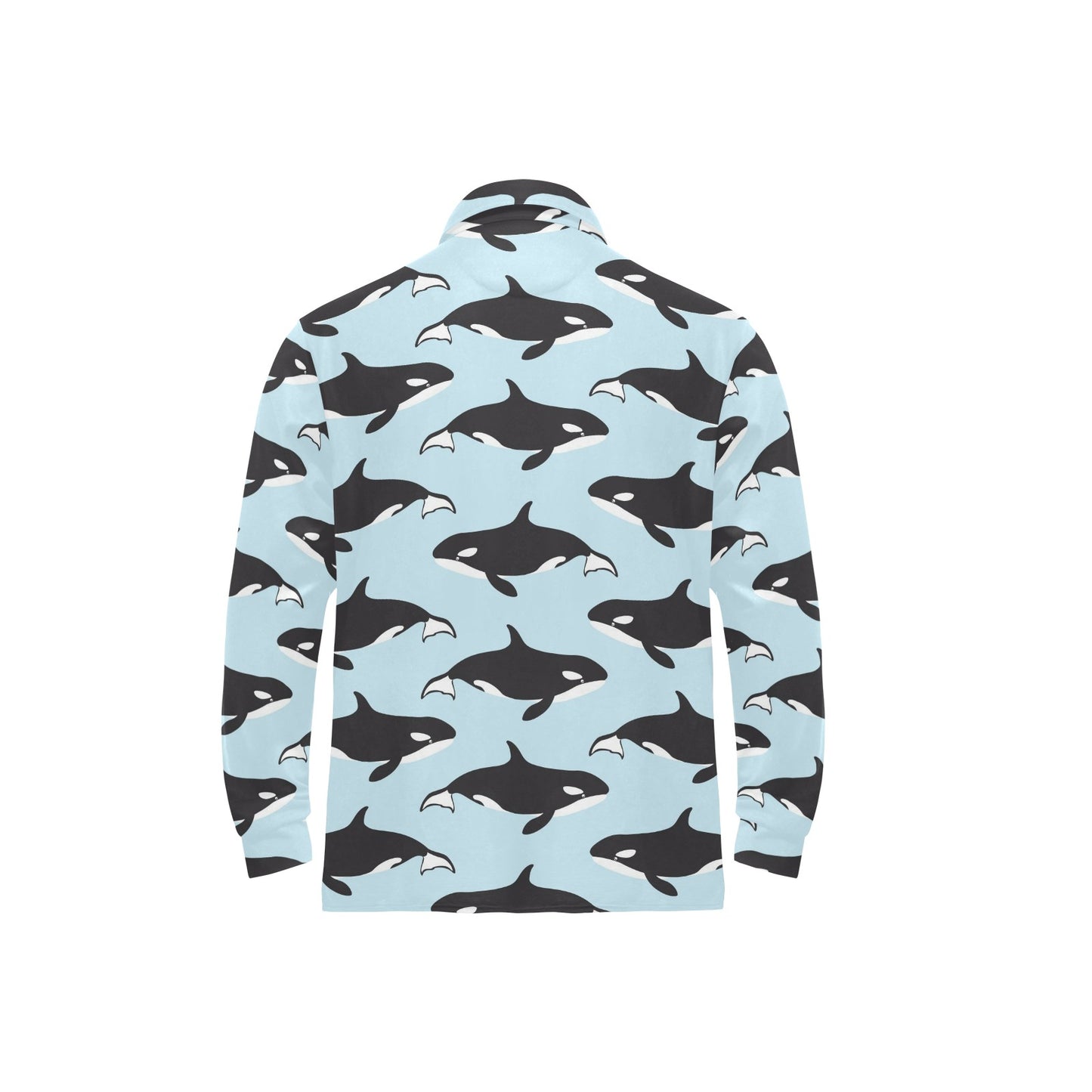 Killer Whale Pattern Print Design 01 Long Sleeve Polo Shirt For Men's