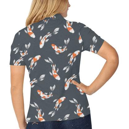 KOI Fish Pattern Print Design 04 Women's Polo Shirt