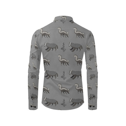 Skunk Print Design LKS301 Men's Long Sleeve Dress Shirt