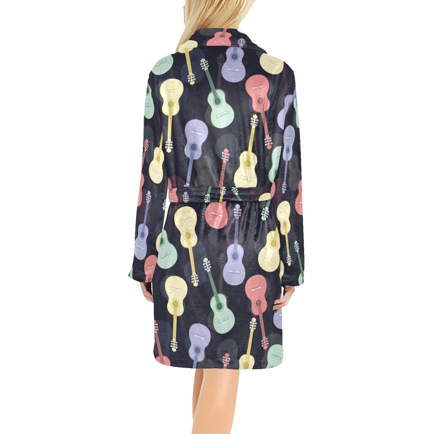 Acoustic Guitar Print Design LKS401 Women's Fleece Robe