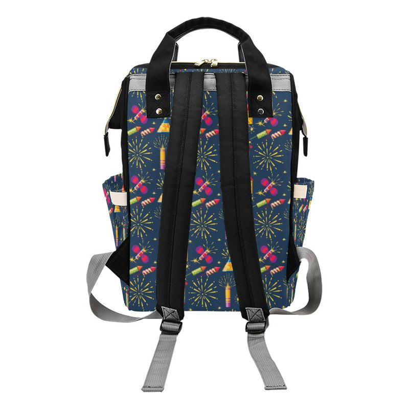 Firework Sparkling Rockets Print Design LKS306 Diaper Bag Backpack