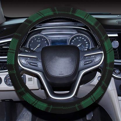 Tartan Green Print Design LKS302 Steering Wheel Cover with Elastic Edge