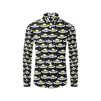 UFO Print Design LKS303 Men's Long Sleeve Dress Shirt