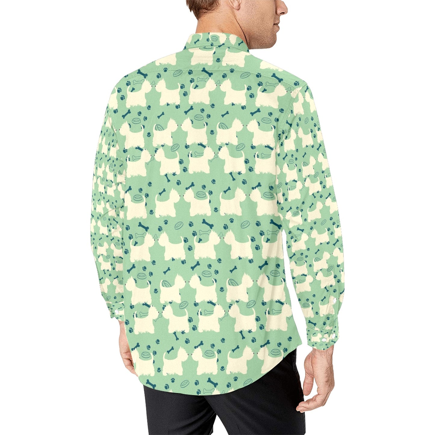 Scottish Terriers Print Design LKS302 Men's Long Sleeve Dress Shirt