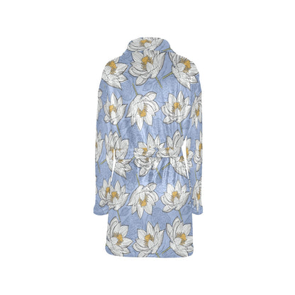 Lotus Pattern Print Design 04 Women's Fleece Robe
