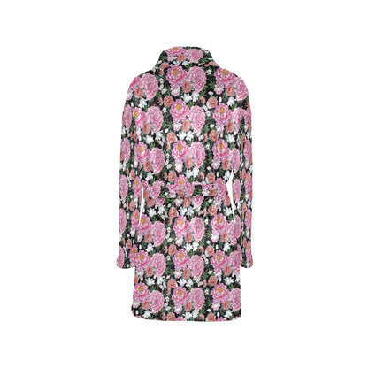 Dahlia Pattern Print Design 02 Women's Fleece Robe