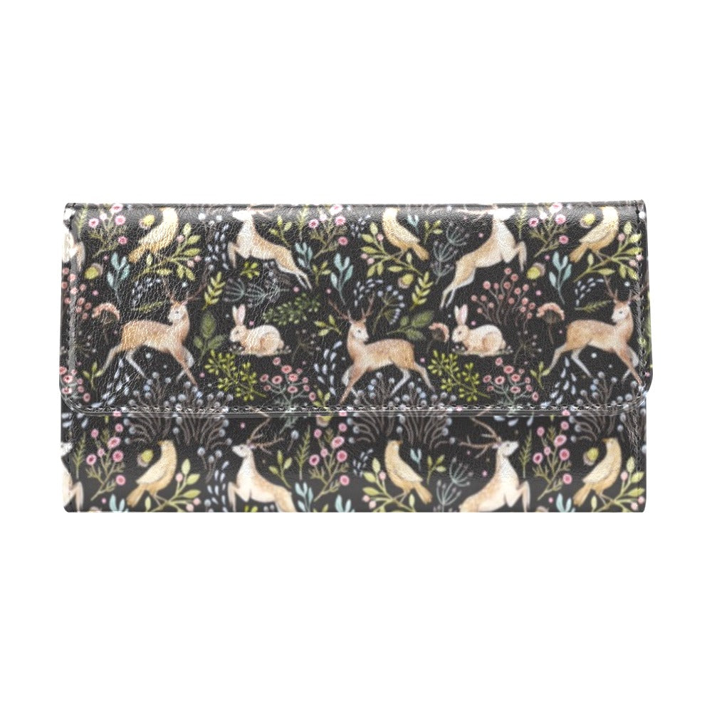 Deer Floral Jungle Women's Trifold Wallet