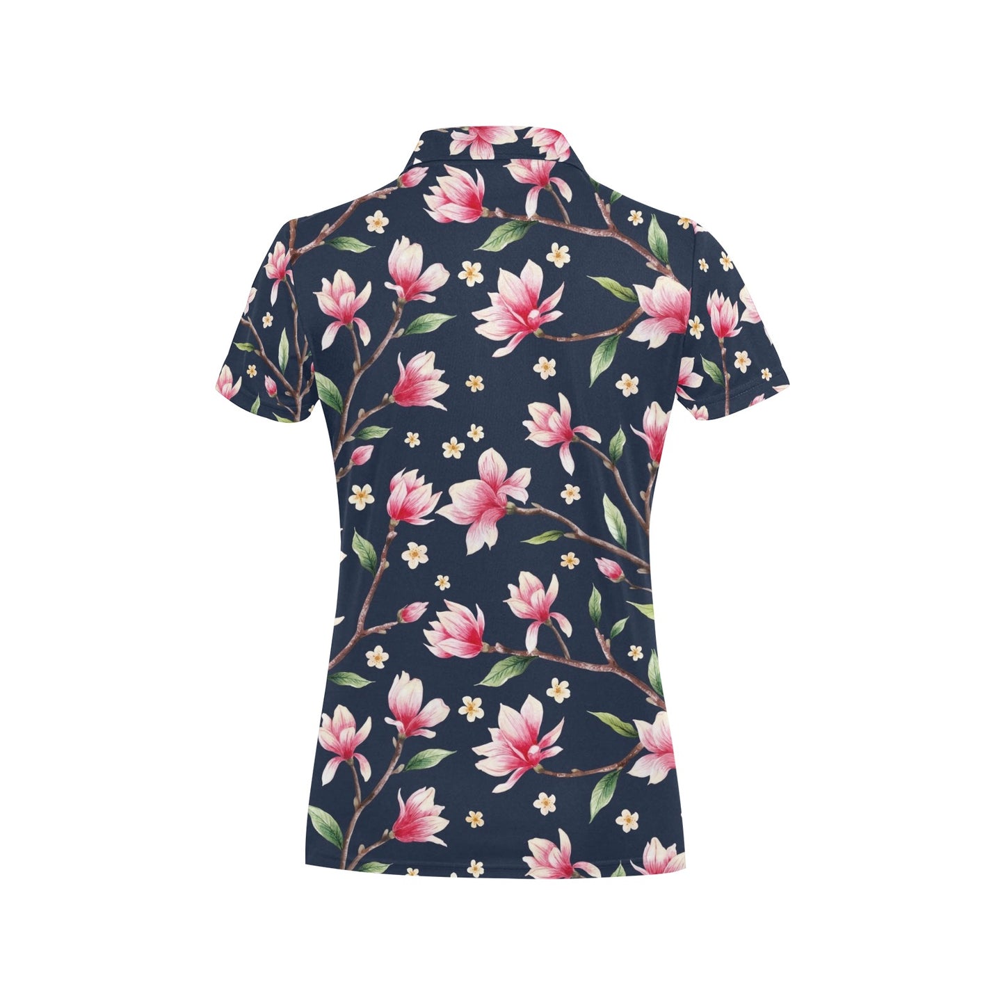 Magnolia Pattern Print Design MAG09 Women's Polo Shirt