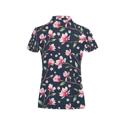 Magnolia Pattern Print Design MAG09 Women's Polo Shirt