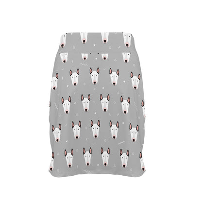 Bull Terrier Head Print Pattern 17" Golf & Pickleball Skort with Pockets