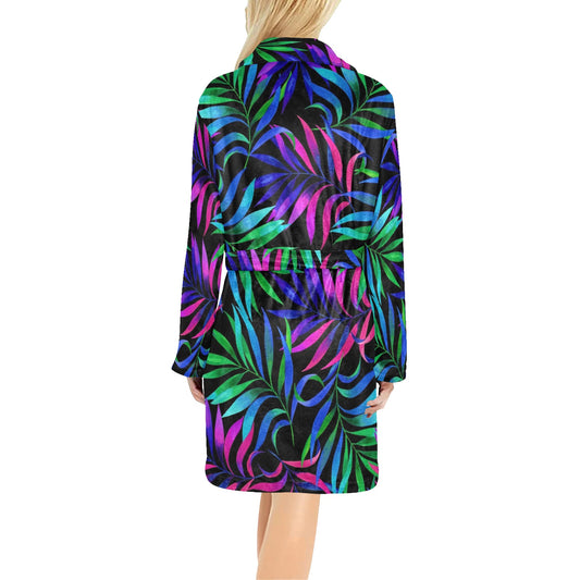 Tropical Flower Pattern Print Design TF010 Women's Fleece Robe