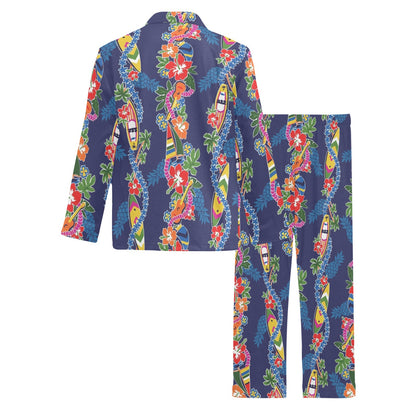 Hawaiian Themed Pattern Print Design H04 Men's Long Pajama Set