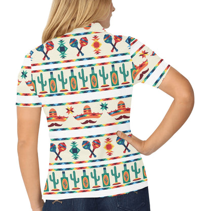 Maracas Mexican Pattern Print Design 01 Women's Polo Shirt