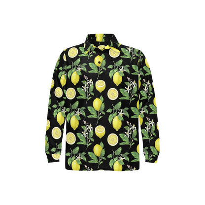Lemon Pattern Print Design LM02 Long Sleeve Polo Shirt For Men's