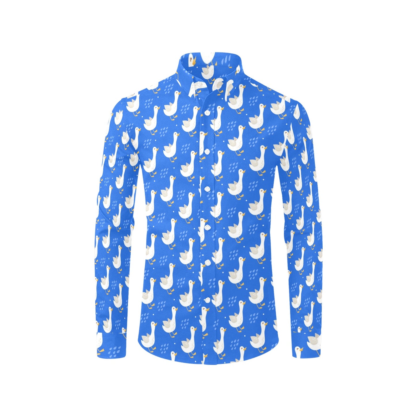 Goose Print Design LKS402 Men's Long Sleeve Dress Shirt