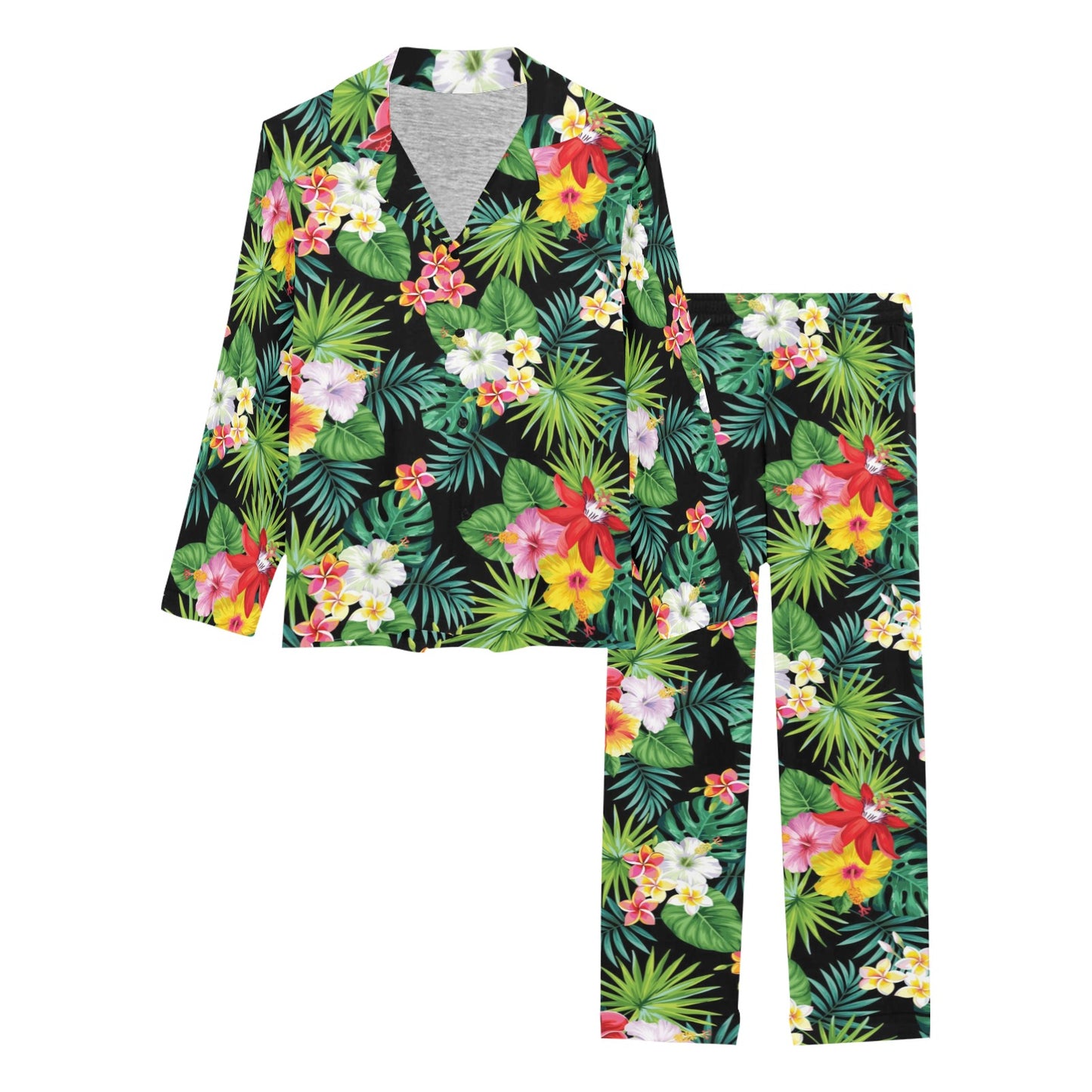Hibiscus Hawaiian flower tropical Women's Long Pajama Set