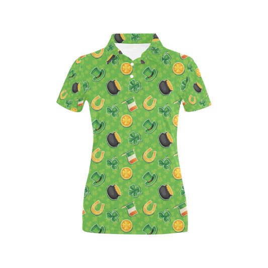 Shamrock Saint Patrick's Day Print Design LKS302 Women's Polo Shirt