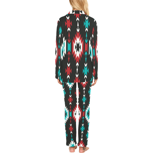 Native Pattern Print Design A08 Women's Long Pajama Set