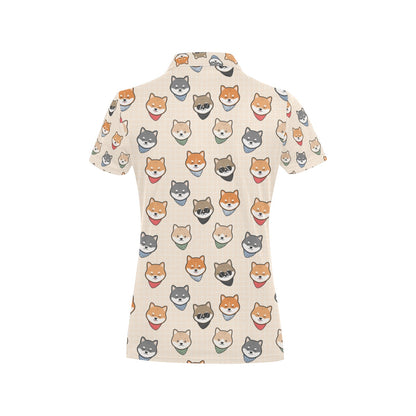 Shiba Inu Print Design LKS3010 Women's Polo Shirt