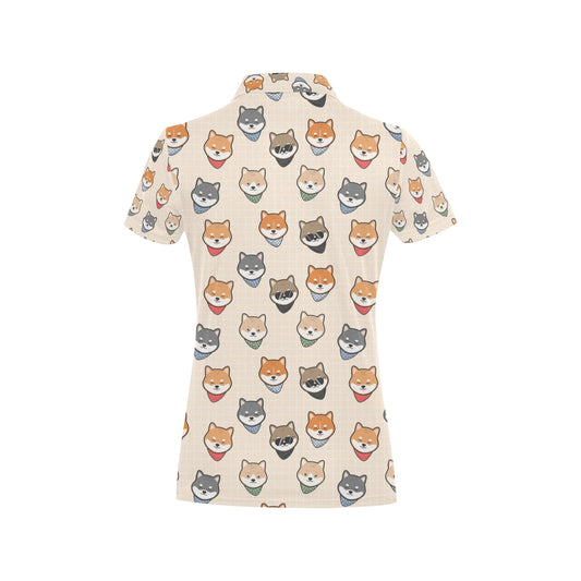 Shiba Inu Print Design LKS3010 Women's Polo Shirt