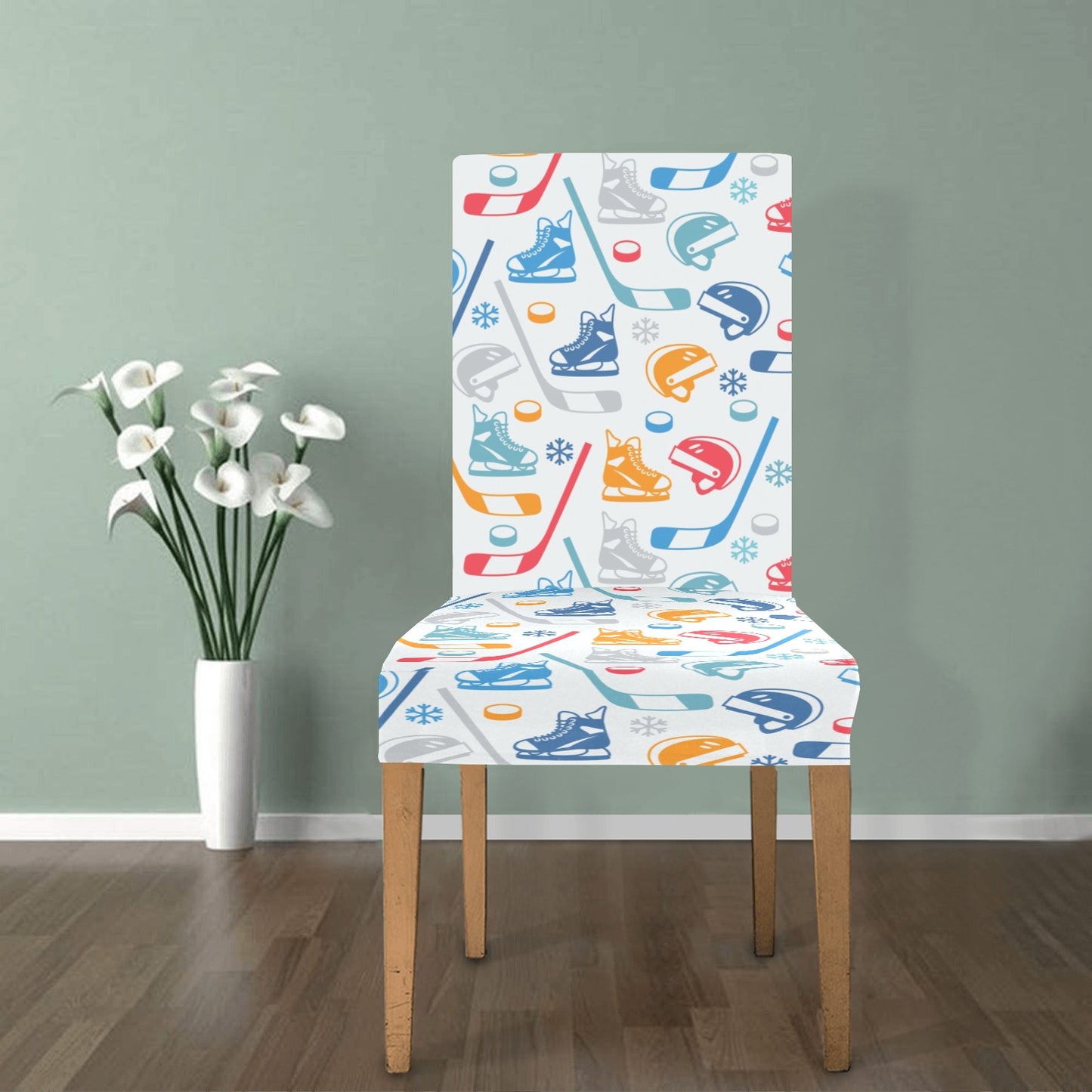 Hockey Equipment Print Design LKS301 Dining Chair Slipcover