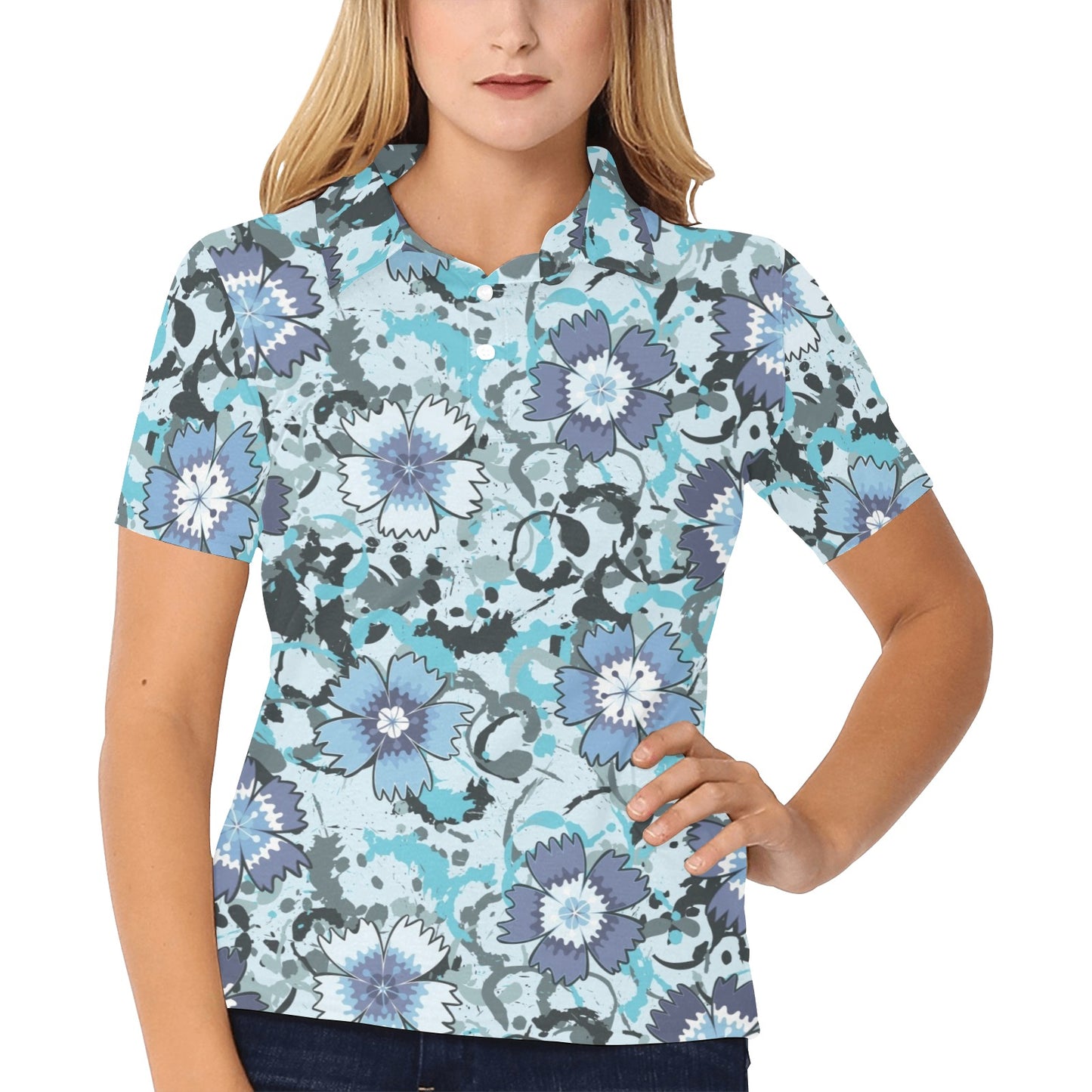 Carnations Pattern Print Design CN04 Women's Polo Shirt