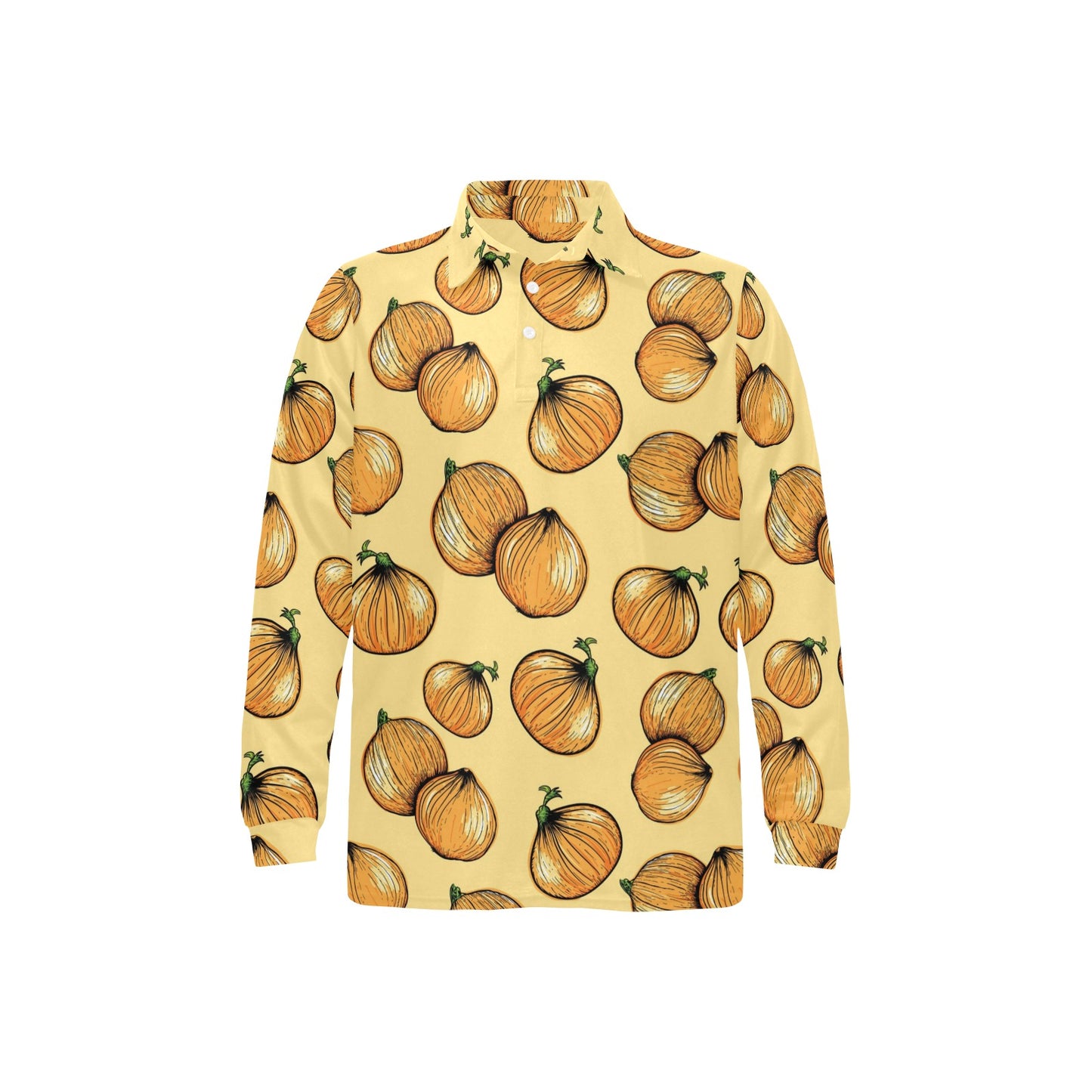 Onion Pattern Print Design A04 Long Sleeve Polo Shirt For Men's