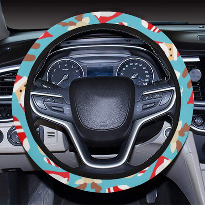 Santa Christmas Themed Print Design LKS306 Steering Wheel Cover with Elastic Edge
