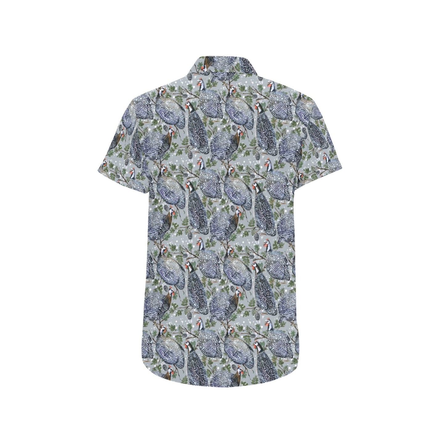 Guinea Fowl Print Design LKS402 Men Short Sleeve Button Up Shirt