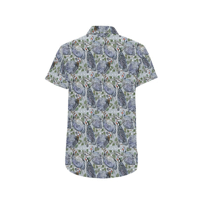 Guinea Fowl Print Design LKS402 Men Short Sleeve Button Up Shirt