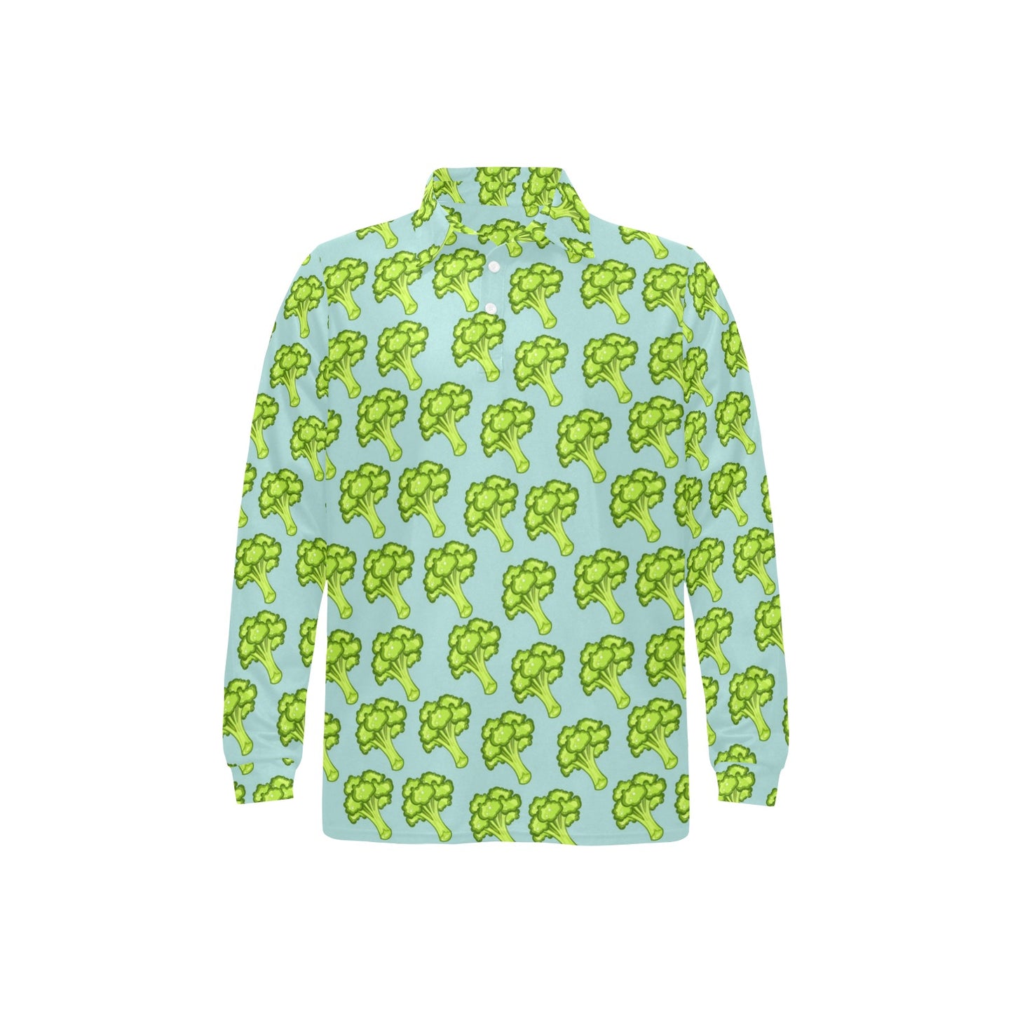 Broccoli Pattern Print Design 02 Long Sleeve Polo Shirt For Men's