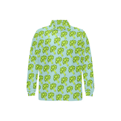 Broccoli Pattern Print Design 02 Long Sleeve Polo Shirt For Men's