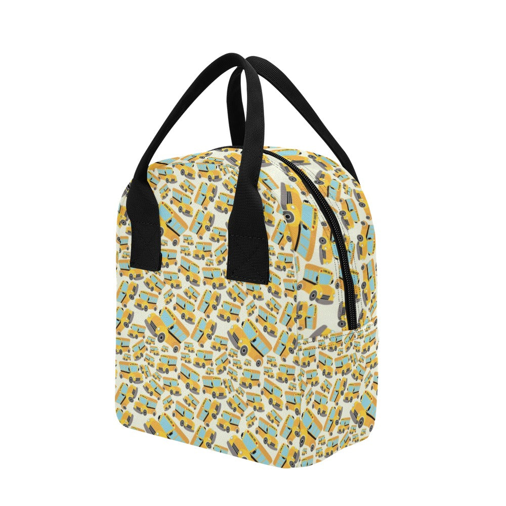 School Bus Print Design LKS301 Insulated Lunch Bag