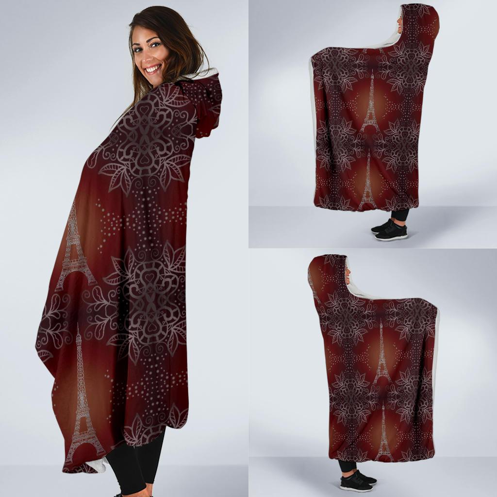 Eiffel Tower Drawing Print Hooded Blanket-JTAMIGO.COM