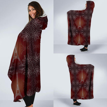 Eiffel Tower Drawing Print Hooded Blanket-JTAMIGO.COM