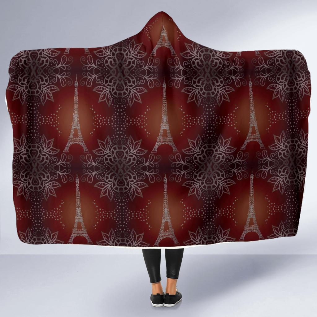 Eiffel Tower Drawing Print Hooded Blanket-JTAMIGO.COM