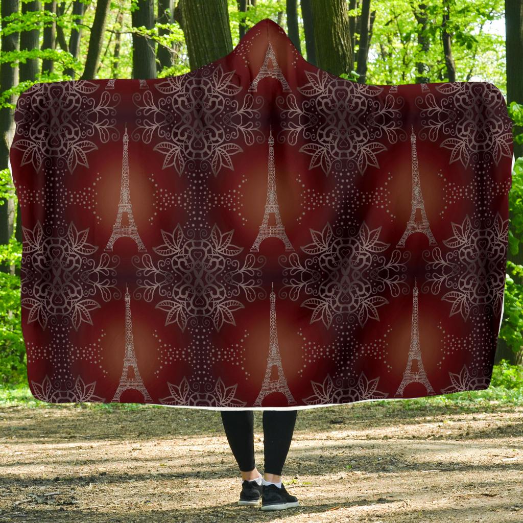 Eiffel Tower Drawing Print Hooded Blanket-JTAMIGO.COM