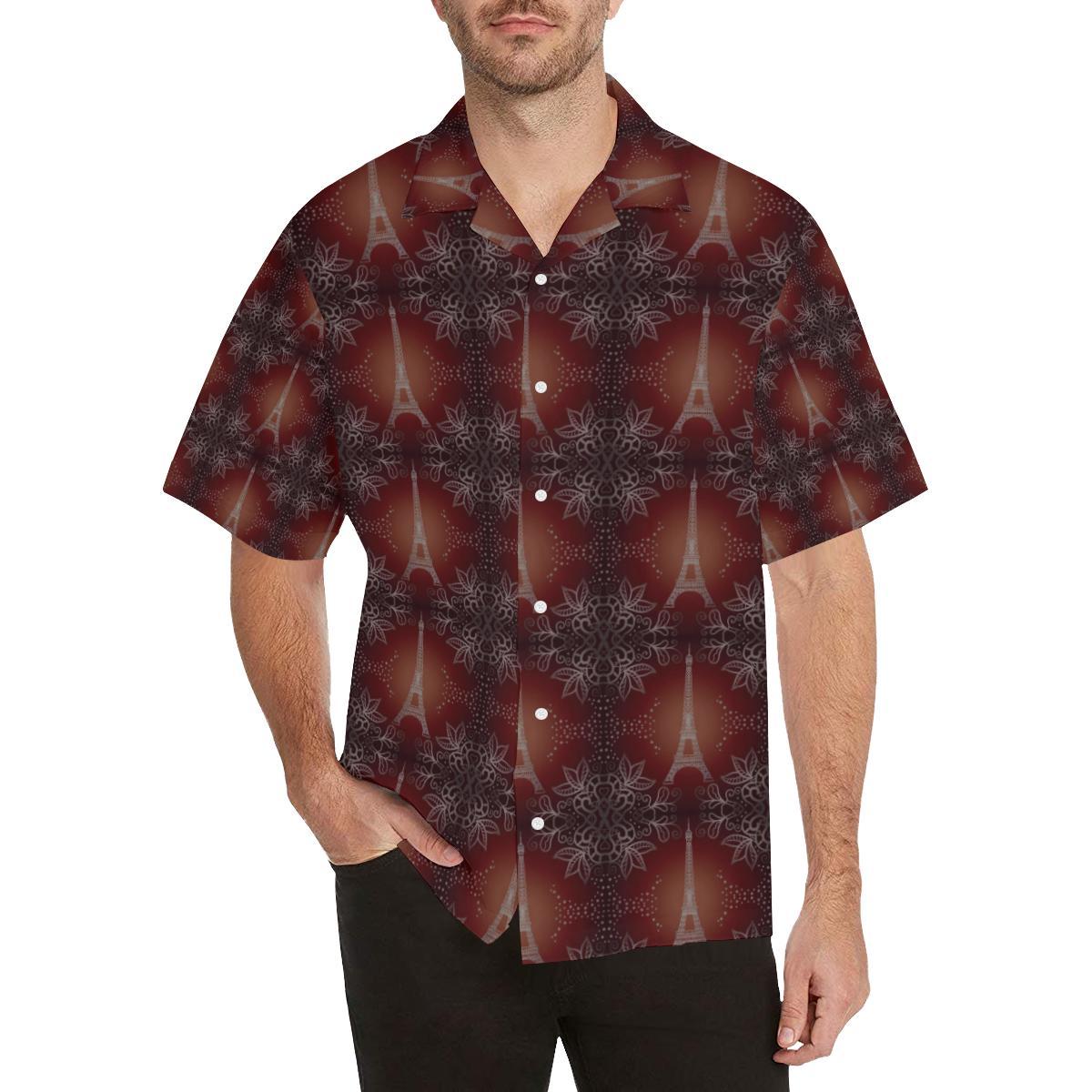 Eiffel Tower Drawing Print Men Aloha Hawaiian Shirt
