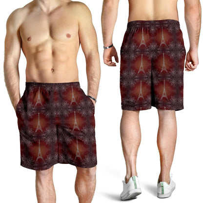 Eiffel Tower Drawing Print Mens Shorts-JTAMIGO.COM